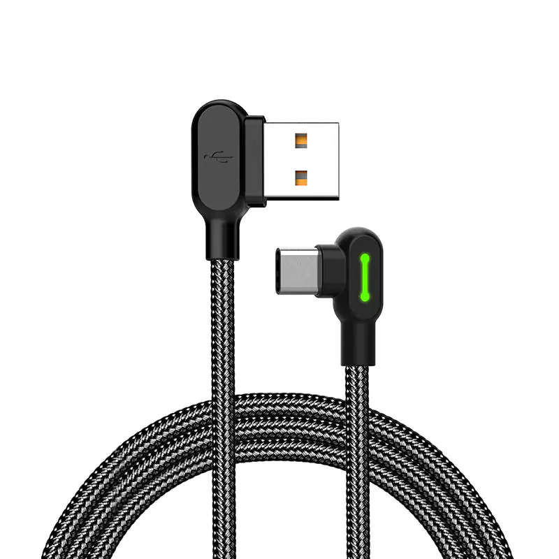 ⁨Kabel USB do USB-C kątowy Mcdodo CA-5280 LED, 0.5m (czarny)⁩ w sklepie Wasserman.eu