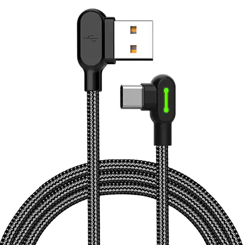 ⁨Kabel USB do USB-C kątowy Mcdodo CA-5282 LED, 1.8m (czarny)⁩ w sklepie Wasserman.eu