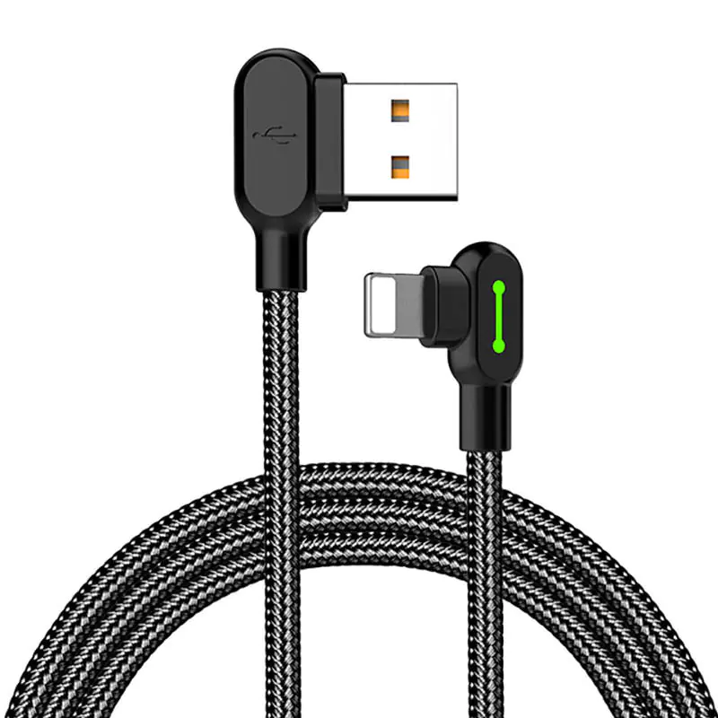 ⁨Kabel USB do Lightning kątowy Mcdodo CA-4674 LED, 0.5m (czarny)⁩ w sklepie Wasserman.eu