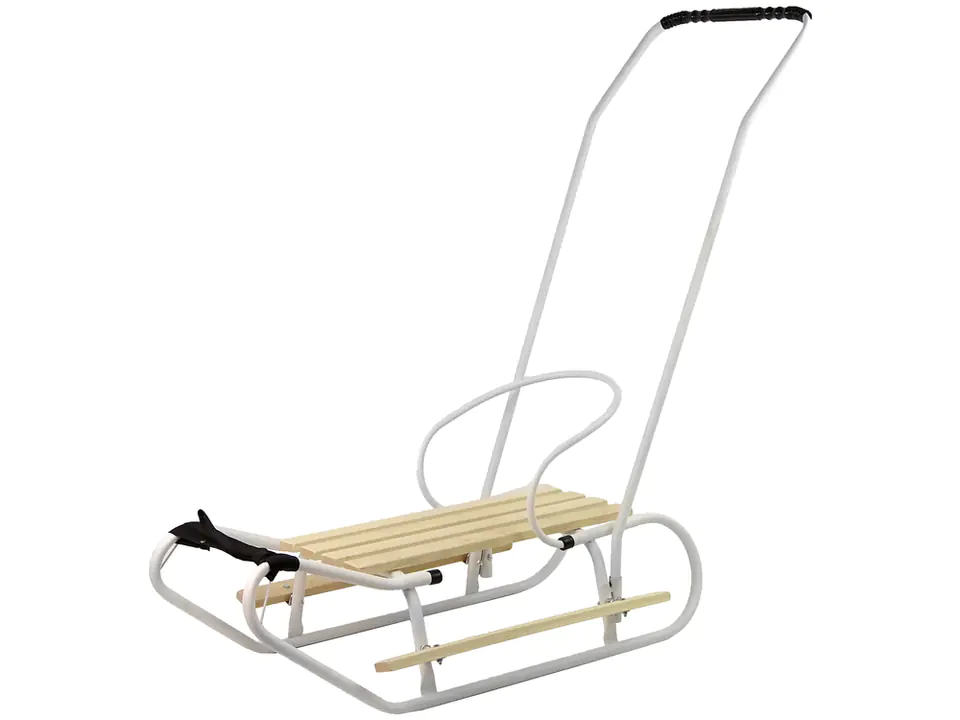 ⁨Metal Sledge with Pusher Backrest Strap White⁩ at Wasserman.eu