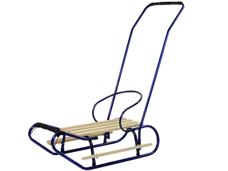 ⁨Metal Sledge with Pusher Backrest Strap Blue⁩ at Wasserman.eu