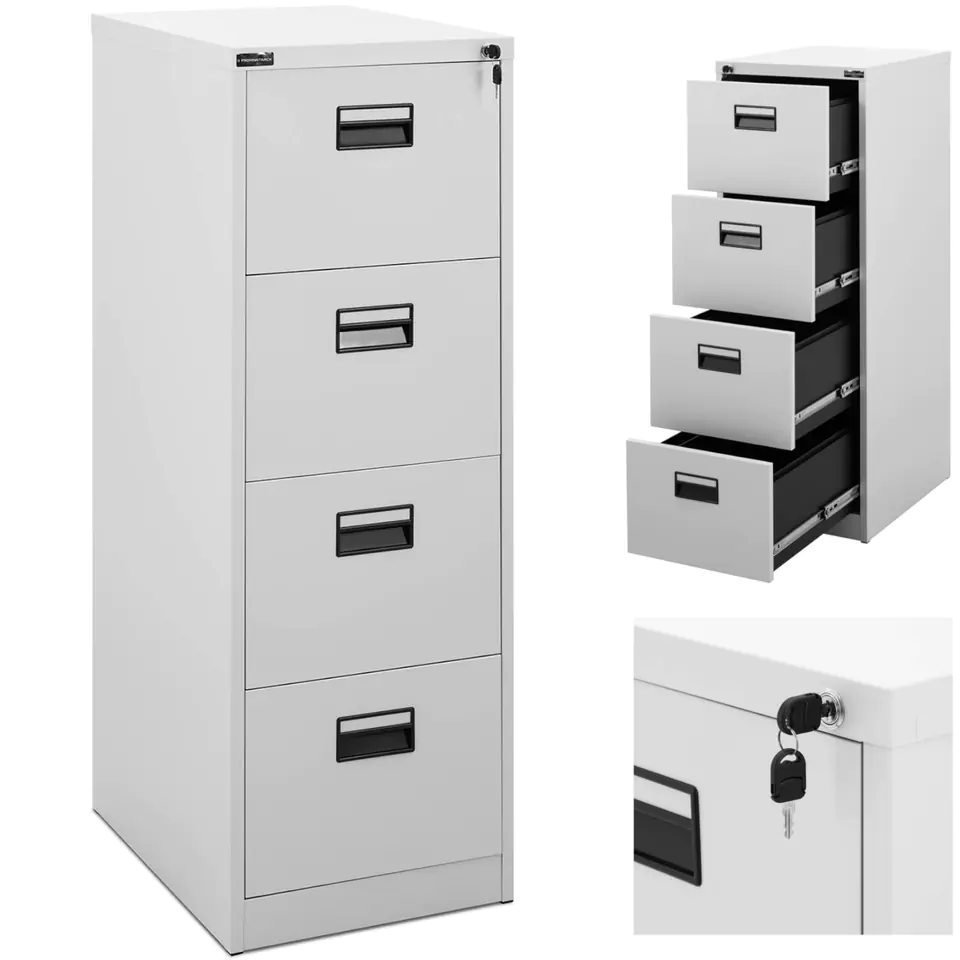 ⁨File cabinet for metal documents locked with key - 4 drawers⁩ at Wasserman.eu