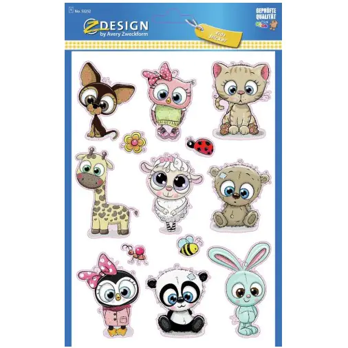 ⁨Large stickers for children ANIMALS 53252 Z-DESIGN AVERY ZWECKFORM⁩ at Wasserman.eu