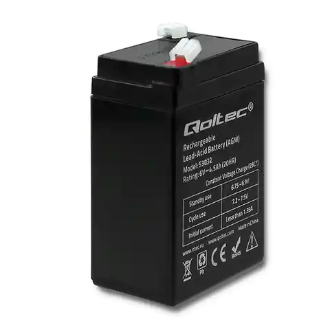 ⁨Qoltec AGM | battery 6V | 4.5Ah | max 67.5A (0NC)⁩ at Wasserman.eu