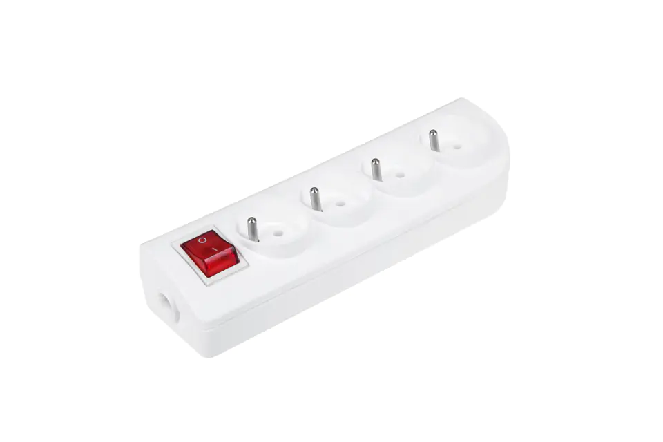 ⁨Extension cable socket x 4 with ground and switch white GN-40W (1LL)⁩ at Wasserman.eu