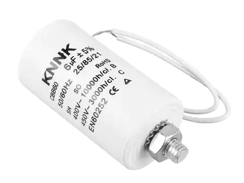 ⁨Motor capacitor 6 uF / 450 VAC with wire. (1LM)⁩ at Wasserman.eu