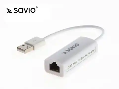 ⁨Adapter USB LAN 2.0 - Fast Ethernet (RJ45) SAVIO CL-24, blister⁩ w sklepie Wasserman.eu