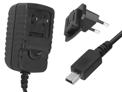 ⁨AC charger detachable power supply, miniUSB 5 V/0.8 A, black, HQ. (1LM)⁩ at Wasserman.eu