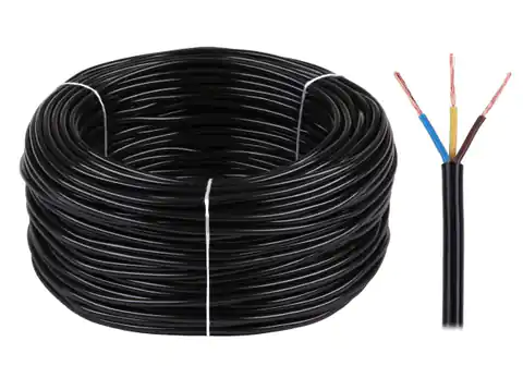 ⁨Kabel elektryczny OMY 3x0,75 300/300V czarny (1LL)⁩ w sklepie Wasserman.eu