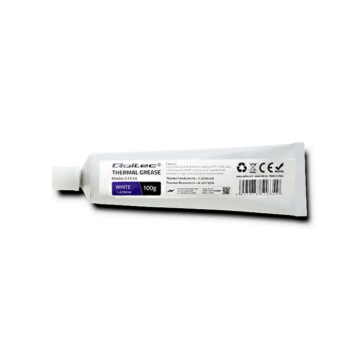 ⁨Qoltec Thermal paste 1.42 W/m-K | 100g | White (0NC)⁩ at Wasserman.eu