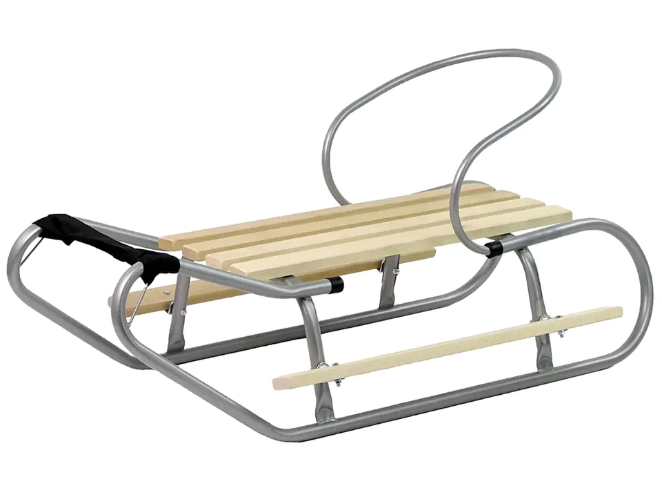 ⁨Metal Sledge with Backrest Strap Silver⁩ at Wasserman.eu