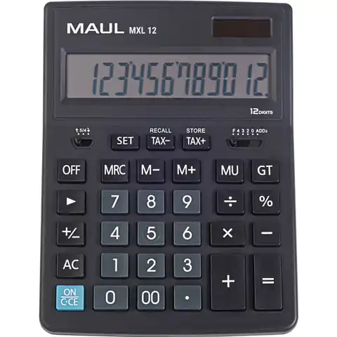 ⁨Kalkulator biurkowy BUSINESS MXL12 12-pozycyjny oblicznie podatku czarny 72670/90 ML MAUL⁩ w sklepie Wasserman.eu