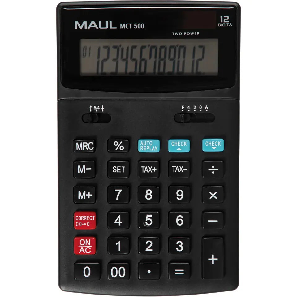 ⁨Desktop Calculator MCT500 12-position tax calculation black 72696/90 ML MAUL⁩ at Wasserman.eu