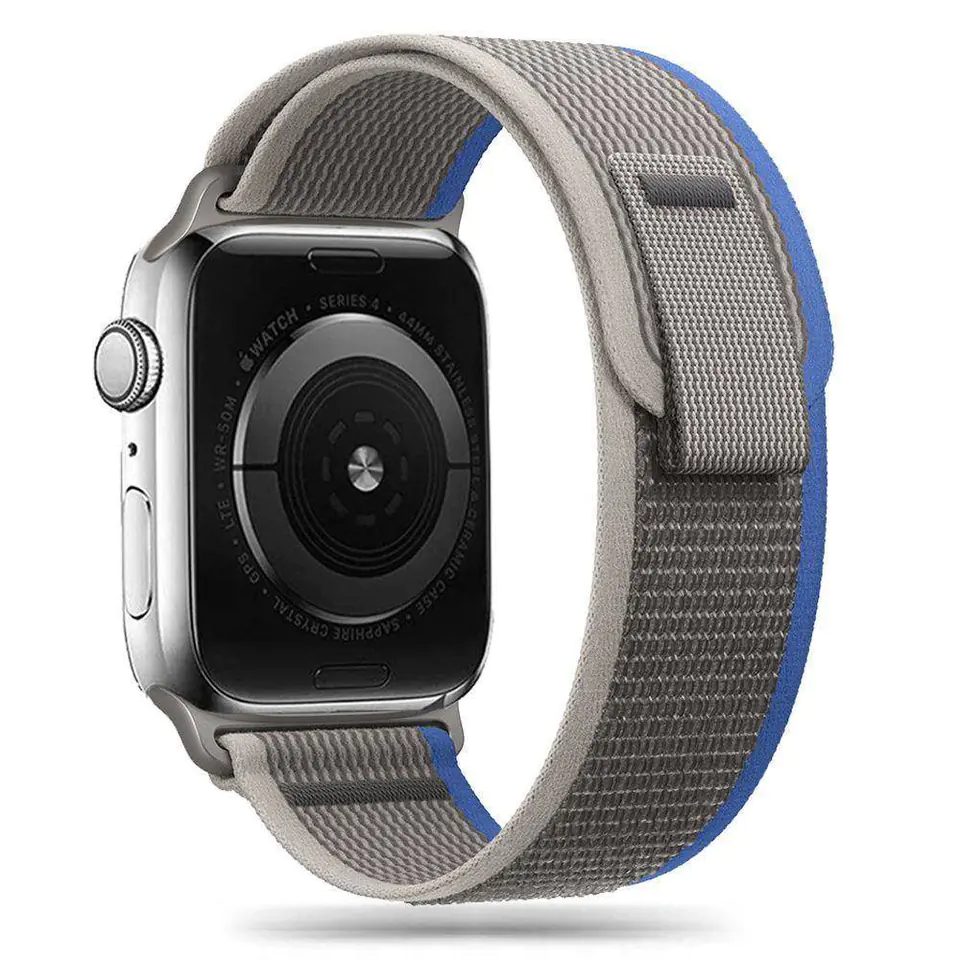 ⁨Pasek do APPLE WATCH 4 / 5 / 6 / 7 / 8 / SE (38 / 40 / 41 MM) Tech-Protect Nylon Grey&Blue⁩ w sklepie Wasserman.eu