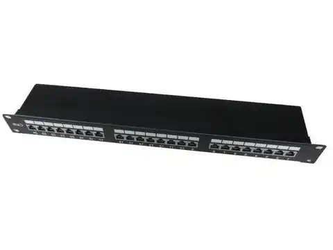 ⁨Patch Panel 24 Ports 1U 19 '' Cat.6 shield with cable organizing function black⁩ at Wasserman.eu