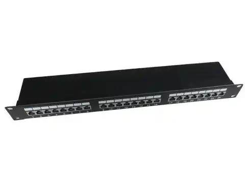 ⁨Patch Panel 24 Ports 1U 19 '' Cat.5e screen with cable management function black⁩ at Wasserman.eu