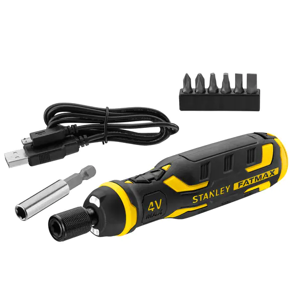 ⁨4V BATTERY SCREWDRIVER WITH CHARGER AND FATMAX BITS⁩ at Wasserman.eu