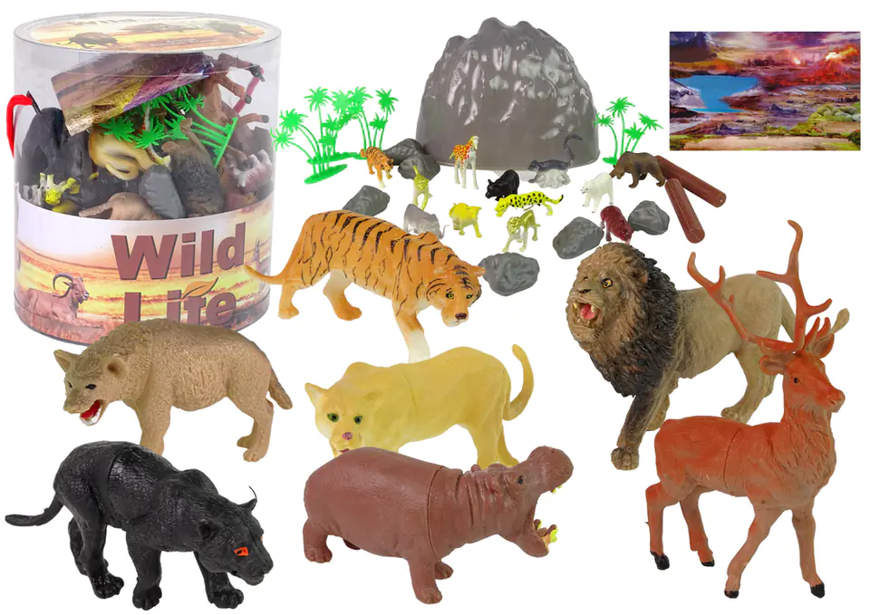 ⁨Wild Animal Figures Set 34 Elements Safari Lion Cheetah Tiger⁩ at Wasserman.eu