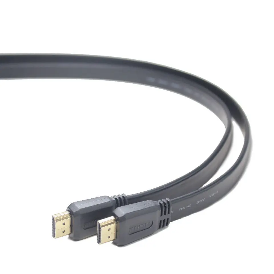 ⁨HDMI-HDMI cable v2.0 3D TV High Speed Ethernet 1M flat (golden ends)⁩ at Wasserman.eu