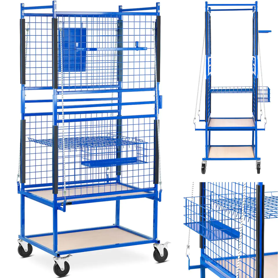 ⁨Trolley stand sheet metal paint basket for body parts 60 x 90 x 202 cm⁩ at Wasserman.eu