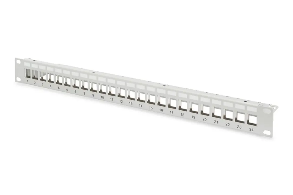 Patch panel 19" 24 ports for Keystone modules, 1U, cable bracket, gray (empty) at Wasserman.eu