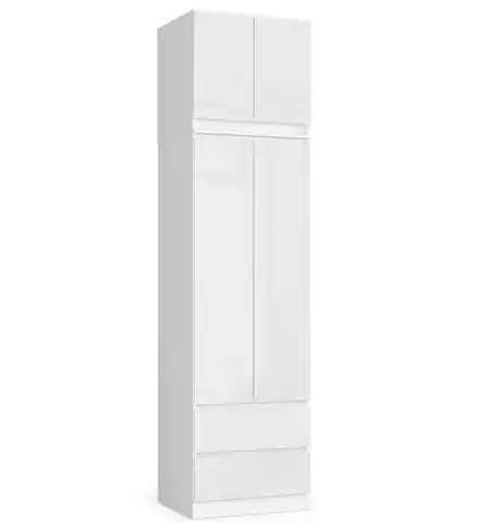 ⁨Wardrobe with extension for bedroom 60 cm STAR - white-white gloss⁩ at Wasserman.eu