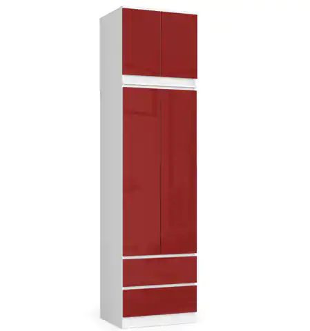 ⁨Wardrobe with extension for bedroom 60 cm STAR - white-red gloss⁩ at Wasserman.eu