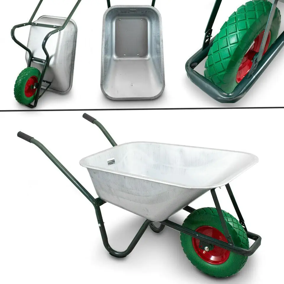 ⁨Spacious large one-wheeled wheelbarrow for the garden for construction 250kg lifting capacity 100L capacity⁩ at Wasserman.eu