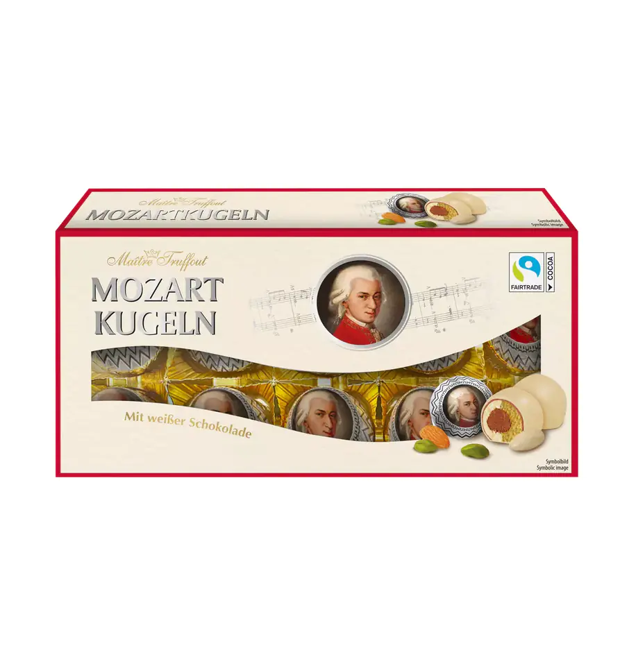 ⁨MaitreTruffout Mozartkugeln mit weißer Schokolade 200 g⁩ w sklepie Wasserman.eu