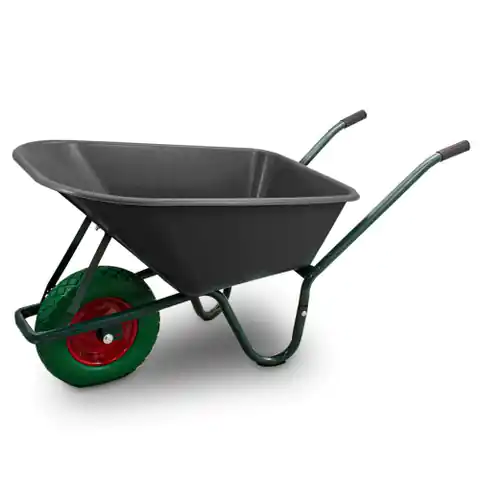 ⁨Wheelbarrow with PVC bowl strong with full wheel green Garden trolley 250kg⁩ at Wasserman.eu