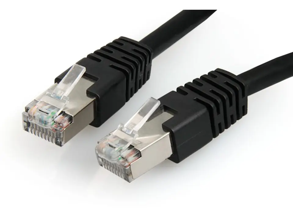 ⁨Patch cord ekranowany FTP kat.6 osłonka zalewana 0.5M czarny⁩ w sklepie Wasserman.eu