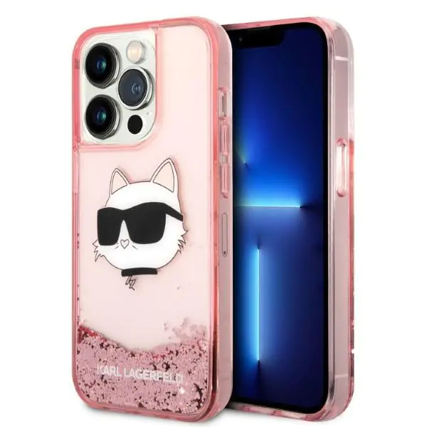 ⁨Karl Lagerfeld KLHCP14LLNCHCP iPhone 14 Pro 6,1" różowy/pink hardcase Glitter Choupette Head⁩ w sklepie Wasserman.eu