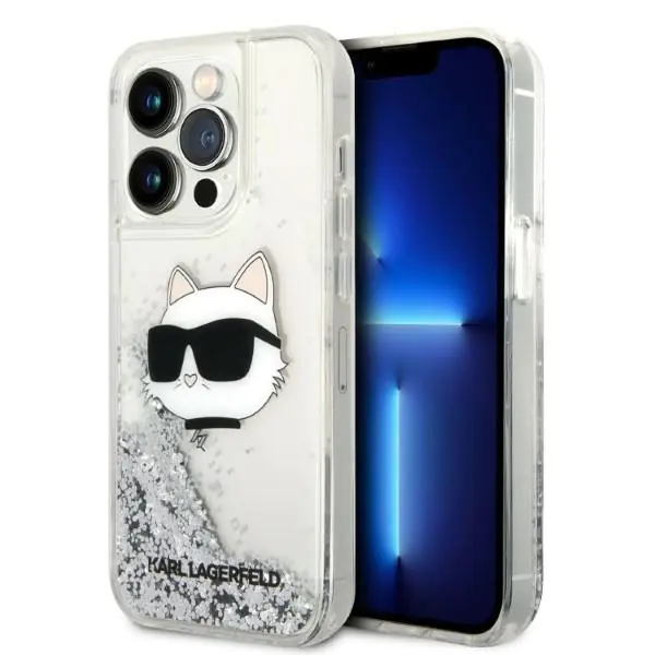 ⁨Karl Lagerfeld KLHCP14LLNCHCS iPhone 14 Pro 6,1" srebrny/silver hardcase Glitter Choupette Head⁩ w sklepie Wasserman.eu