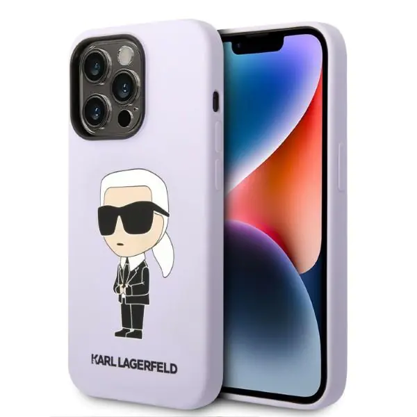 ⁨Karl Lagerfeld KLHCP14LSNIKBCU iPhone 14 Pro 6,1" hardcase purpurowy/purple Silicone Ikonik⁩ w sklepie Wasserman.eu