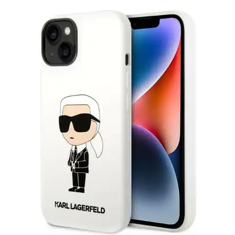 ⁨Karl Lagerfeld KLHCP14SSNIKBCH iPhone 14 6,1" hardcase biały/white Silicone Ikonik⁩ w sklepie Wasserman.eu