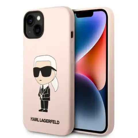 ⁨Karl Lagerfeld KLHCP14MSNIKBCP iPhone 14 Plus 6,7" hardcase różowy/pink Silicone Ikonik⁩ w sklepie Wasserman.eu