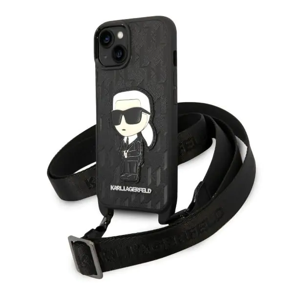 ⁨Karl Lagerfeld KLHCP14MSTKMK iPhone 14 Plus 6,7" black/black hardcase Monogram Ikonik Patch⁩ at Wasserman.eu