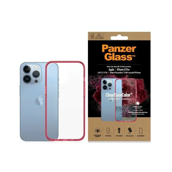⁨PanzerGlass ClearCase iPhone 13 Pro 6.1" Antibacterial Military grade Strawberry 0340⁩ at Wasserman.eu