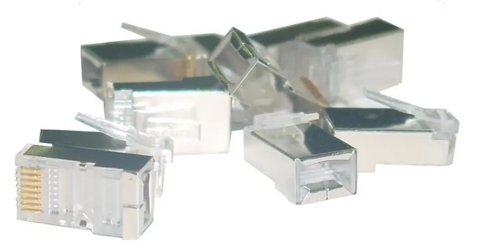 ⁨RJ45 plug shielded cat.6 universal wire/strand 8P8C 100pcs⁩ at Wasserman.eu