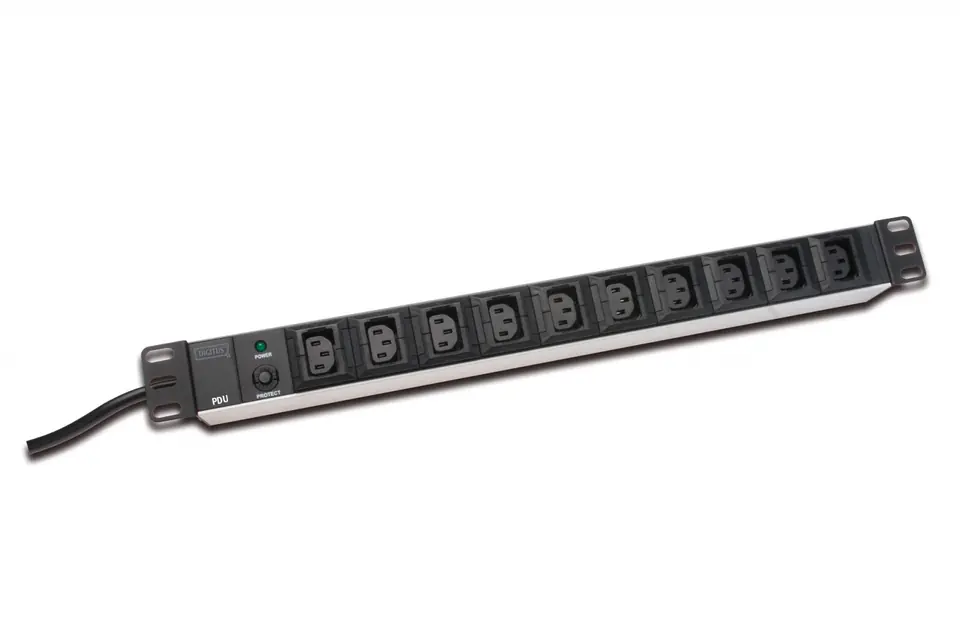 ⁨Power strip PDU 19-inch aluminium 1U, 10 sockets IEC C13, 10A, 2500W, 2m⁩ at Wasserman.eu