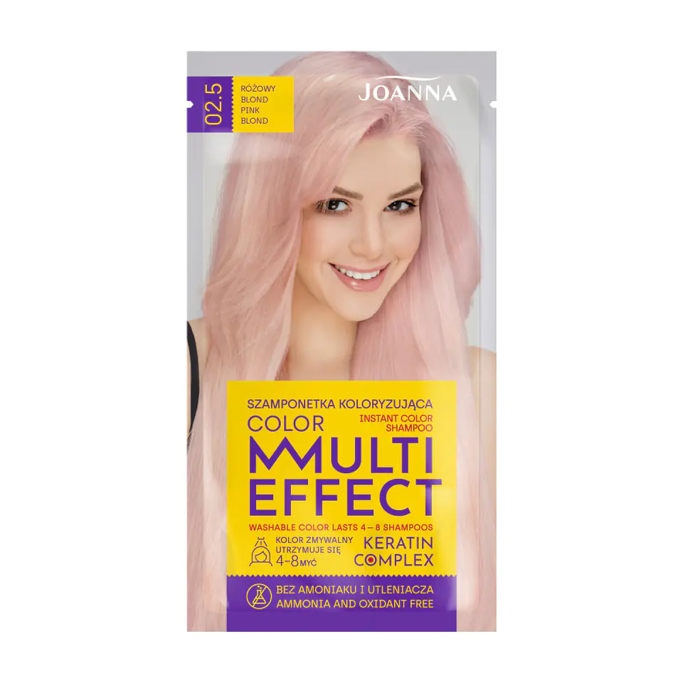 ⁨Joanna Multi Effect Color Keratin Complex Szamponetka 02.5 - Różowy Blond  35g⁩ w sklepie Wasserman.eu