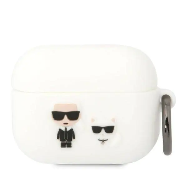 ⁨Oryginalne Etui APPLE AIRPODS PRO Karl Lagerfeld Silicone Karl & Choupette (KLACAPSILKCW) białe⁩ w sklepie Wasserman.eu