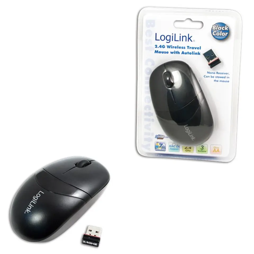 ⁨Mouse Optical Wireless 2.4 GHz with 3 Button, black⁩ at Wasserman.eu