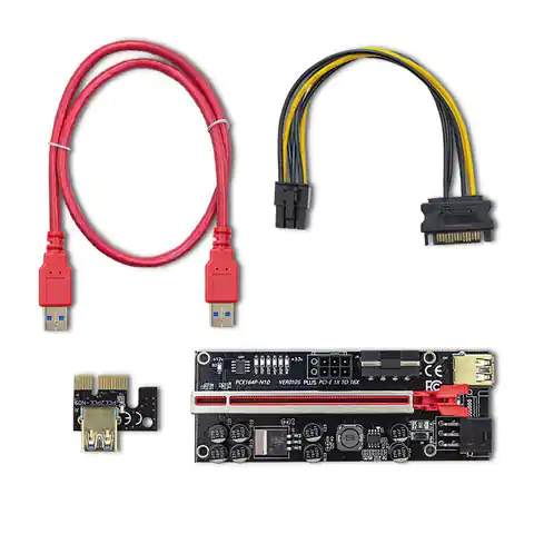 ⁨Riser PCI-E 1x - 16X | USB 3.0 | ver. 010S | SATA/PCI-E 6 pin⁩ w sklepie Wasserman.eu