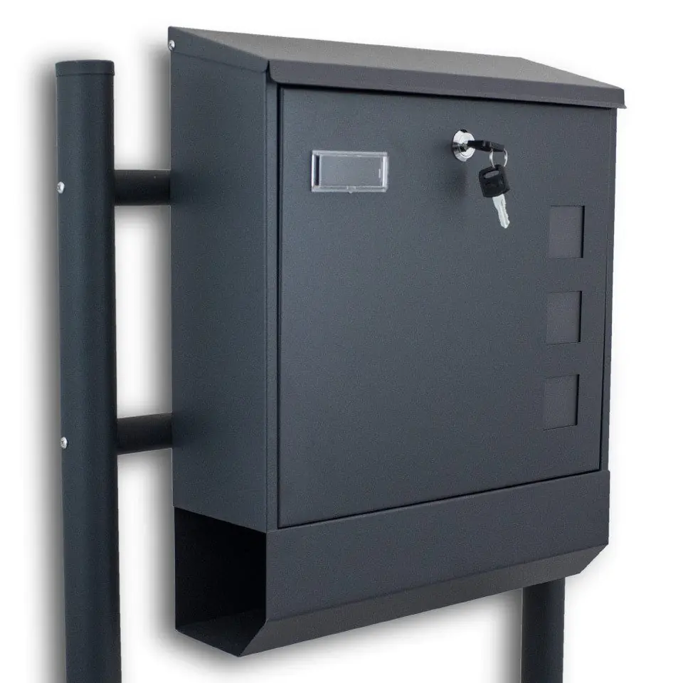 ⁨BITUXX FREESTANDING MAILBOX ON STAND DARK GRAY⁩ at Wasserman.eu