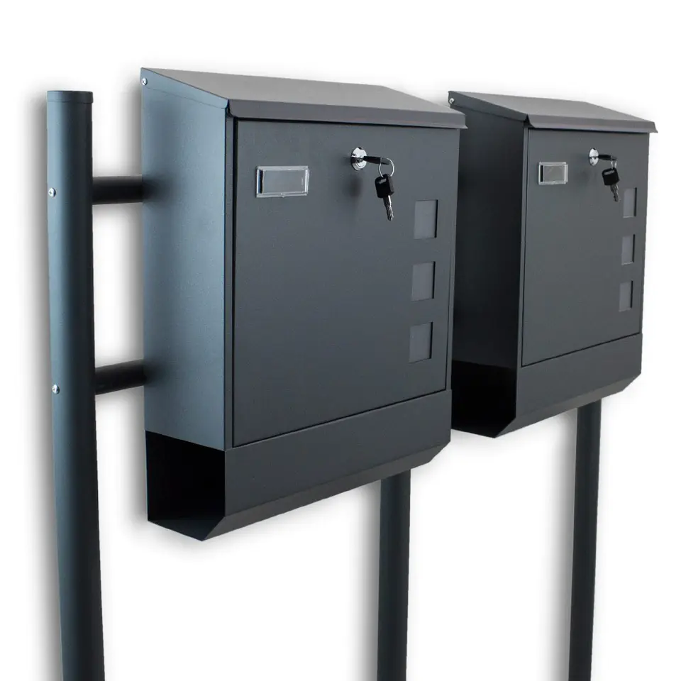 ⁨DOUBLE MODERN FREESTANDING LETTERBOX WITH NEWSPAPER HOLDER⁩ at Wasserman.eu