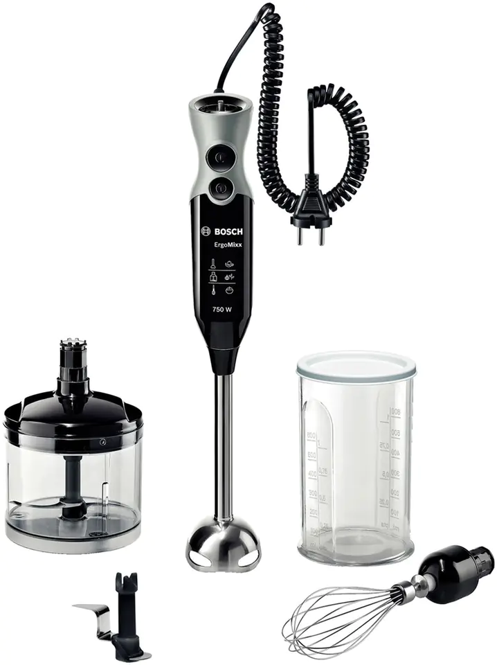 ⁨Bosch MSM67170 blender Immersion blender 750 W Black, Silver⁩ at Wasserman.eu