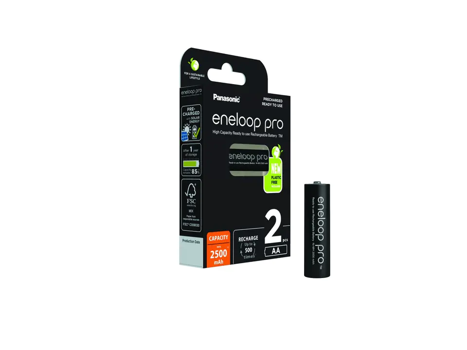 ⁨Eneloop PRO aku.AA 2500 mAh 2pcs.BK-3HCDE/2BE⁩ at Wasserman.eu