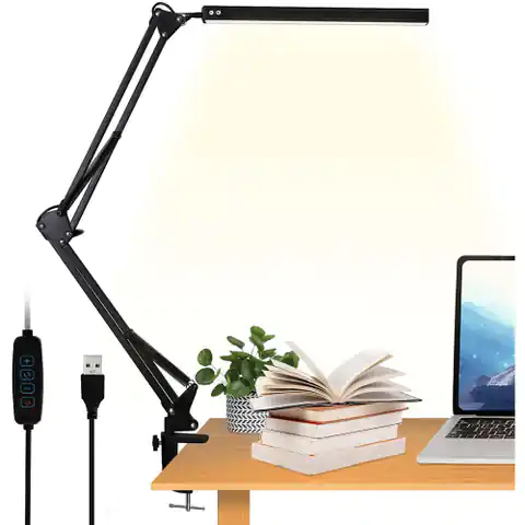 ⁨Alogy LED Zeichnung Schreibtischlampe Lampe Einstellbarer langer Arm für Schreibtisch Arbeitsplatte Schwarz⁩ im Wasserman.eu