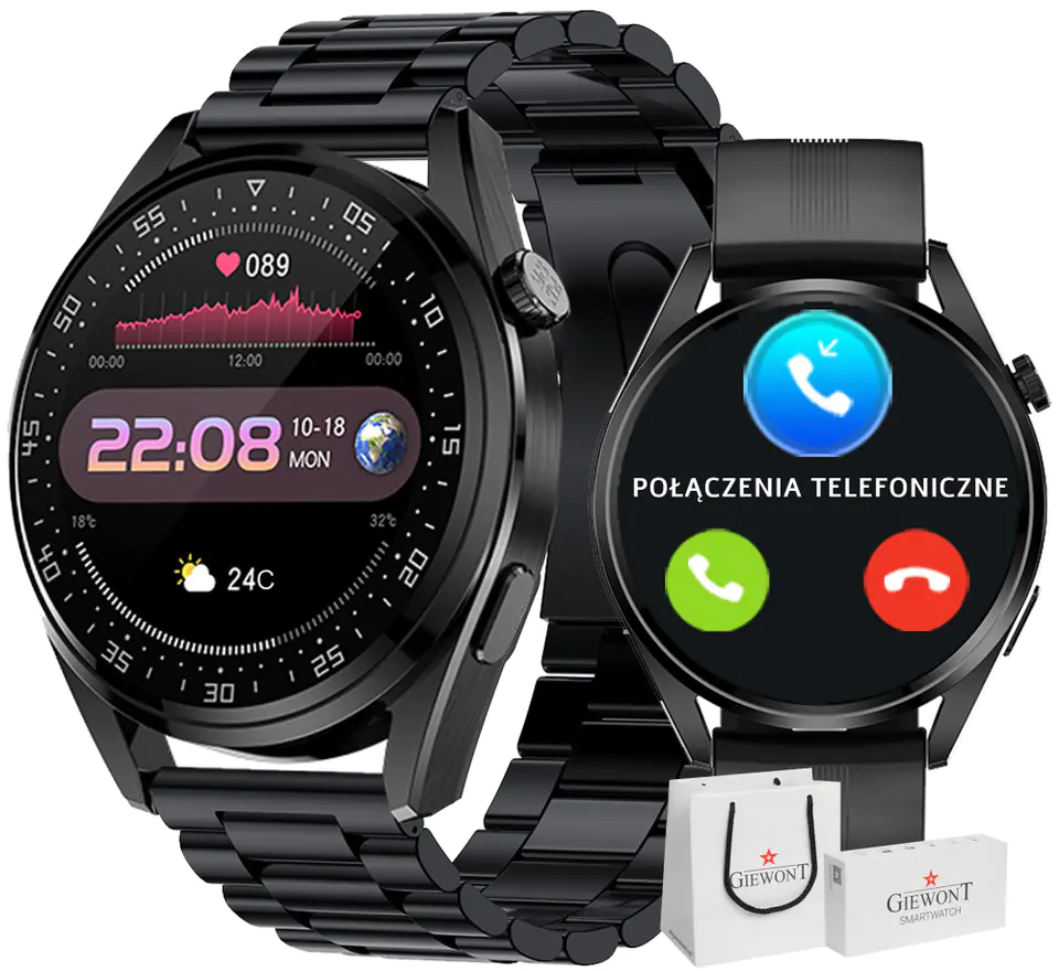 Smartwatch GIEWONT Vertex SmartCall GW450-1 Carbon/Carbon Silikon w sklepie Wasserman.eu
